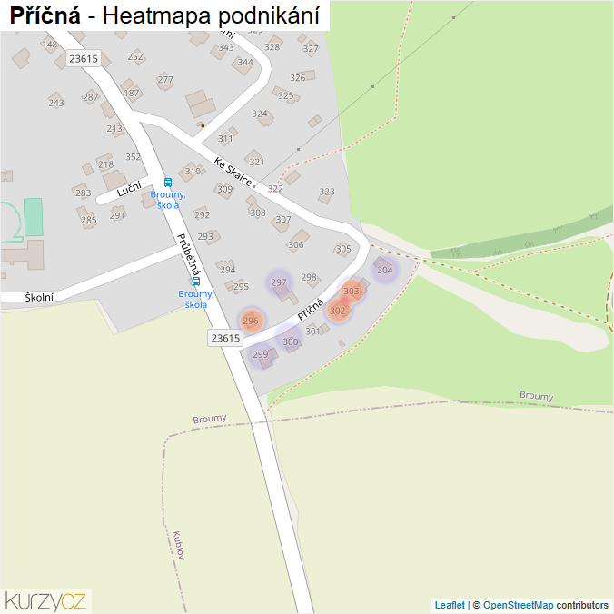 Mapa Příčná - Firmy v ulici.