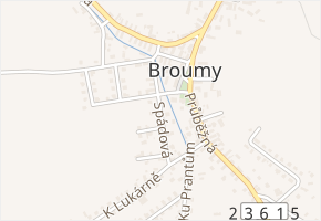 Spádová v obci Broumy - mapa ulice