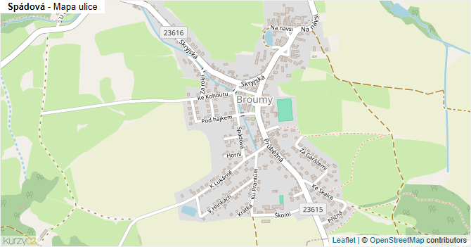 Spádová - mapa ulice