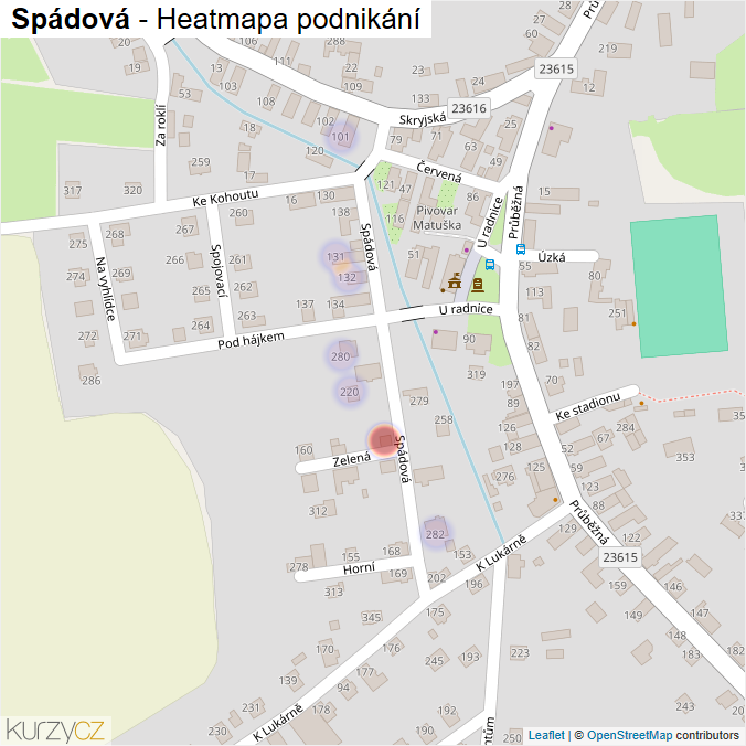 Mapa Spádová - Firmy v ulici.