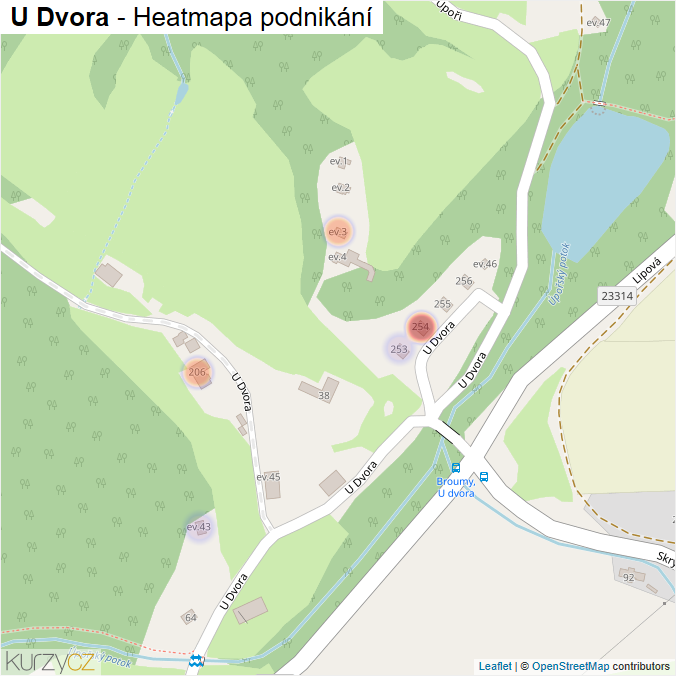 Mapa U Dvora - Firmy v ulici.