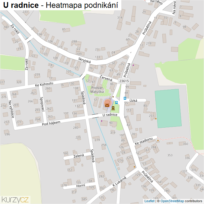 Mapa U radnice - Firmy v ulici.