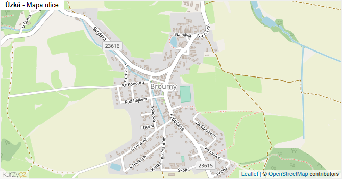 Úzká - mapa ulice