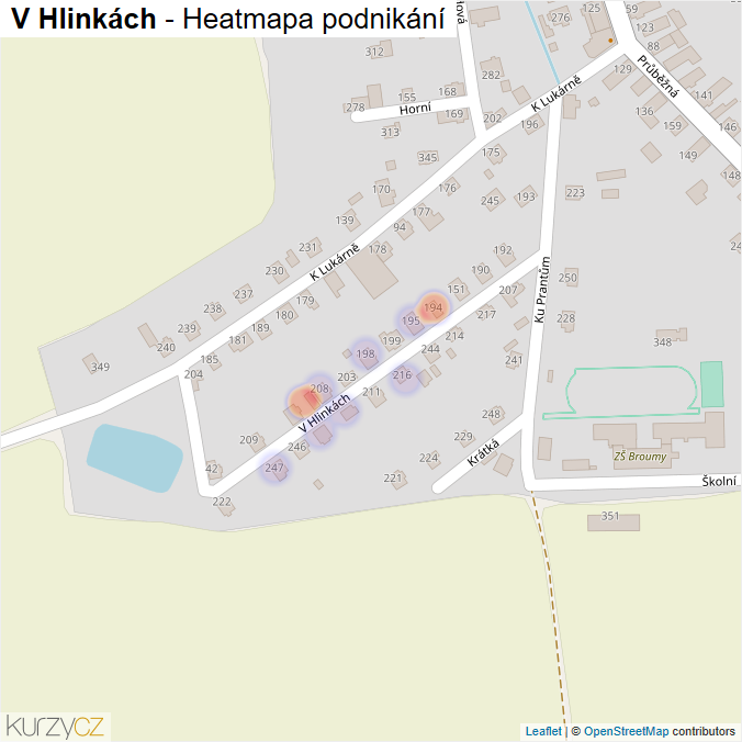 Mapa V Hlinkách - Firmy v ulici.