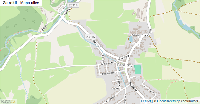 Za roklí - mapa ulice