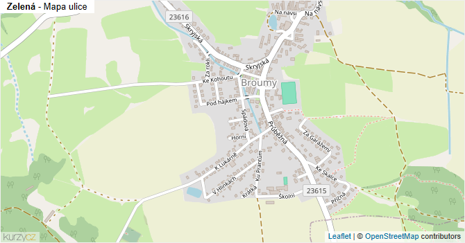 Zelená - mapa ulice