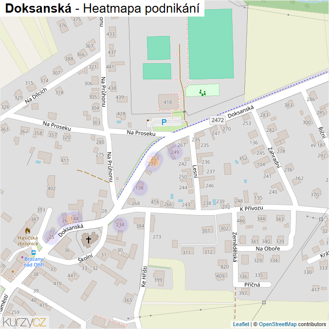 Mapa Doksanská - Firmy v ulici.