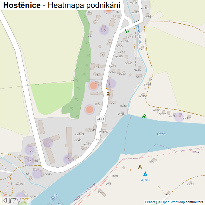 Mapa Hostěnice - Firmy v části obce.