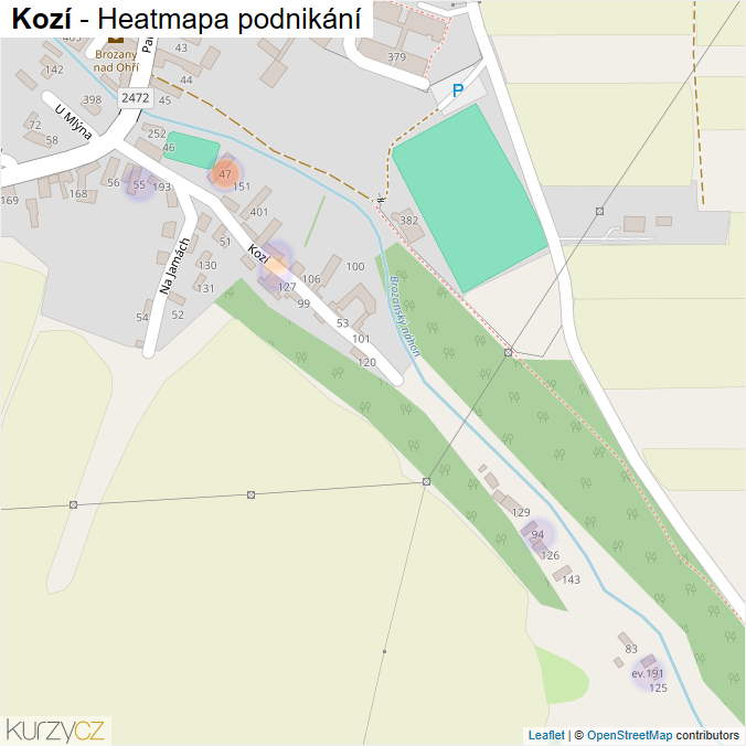 Mapa Kozí - Firmy v ulici.