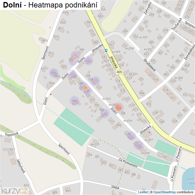 Mapa Dolní - Firmy v ulici.