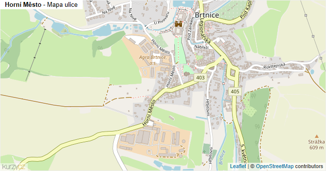 Horní Město - mapa ulice