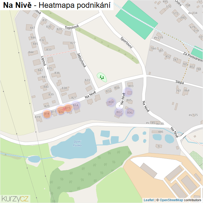 Mapa Na Nivě - Firmy v ulici.
