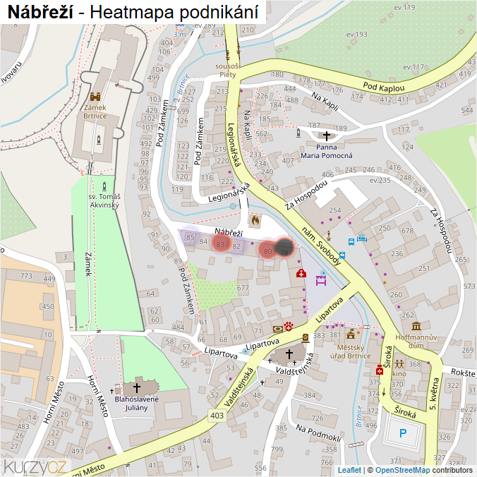 Mapa Nábřeží - Firmy v ulici.