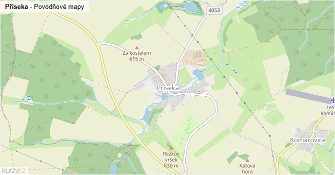 Příseka - záplavové mapy stoleté vody