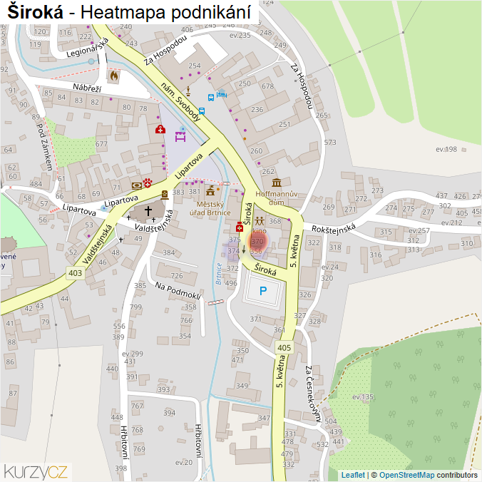 Mapa Široká - Firmy v ulici.