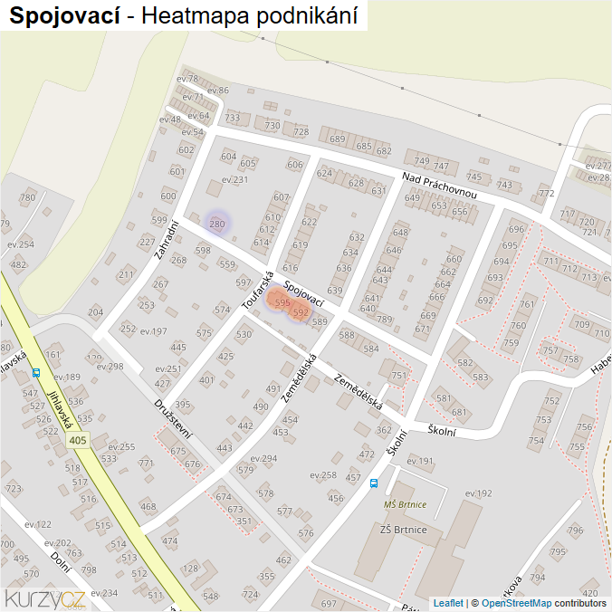 Mapa Spojovací - Firmy v ulici.