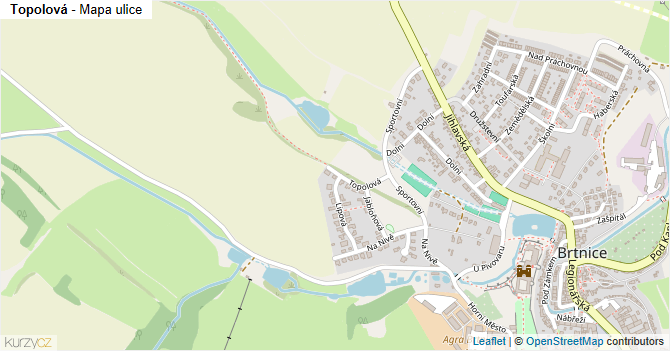 Topolová - mapa ulice