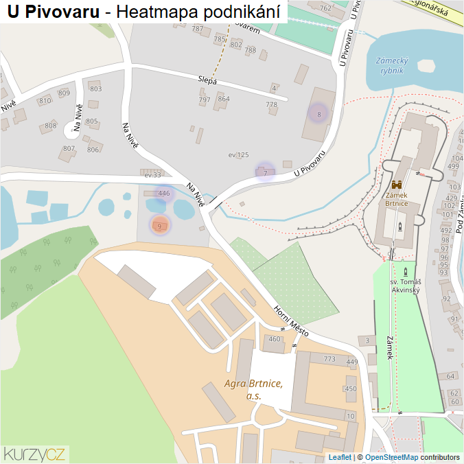 Mapa U Pivovaru - Firmy v ulici.