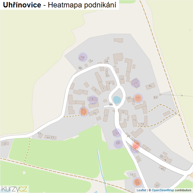 Mapa Uhřínovice - Firmy v části obce.