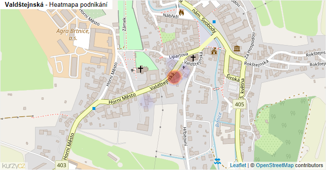 Valdštejnská - mapa podnikání