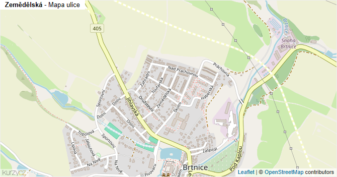 Zemědělská - mapa ulice