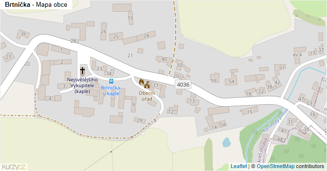 Brtnička - mapa obce