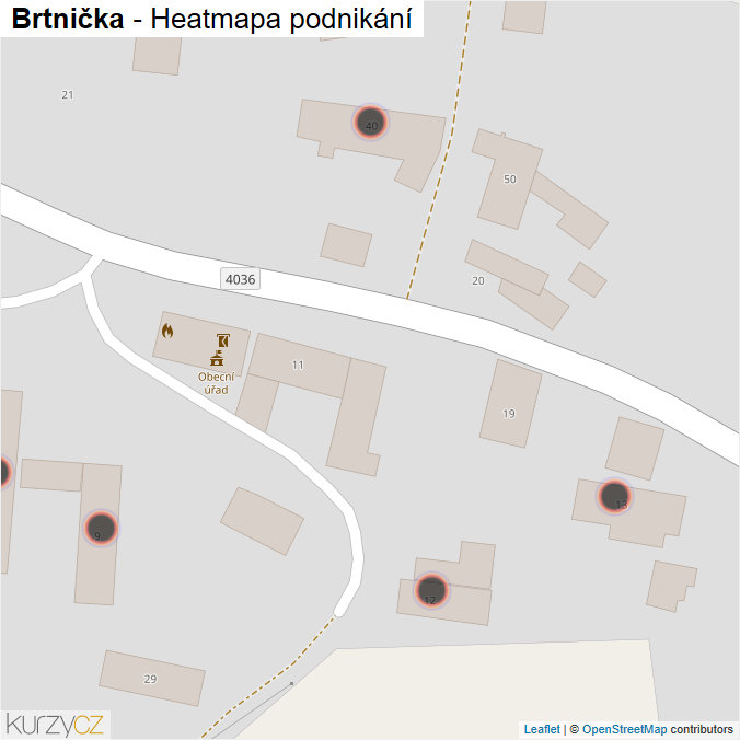 Mapa Brtnička - Firmy v obci.