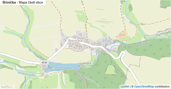 Brtnička - mapa části obce