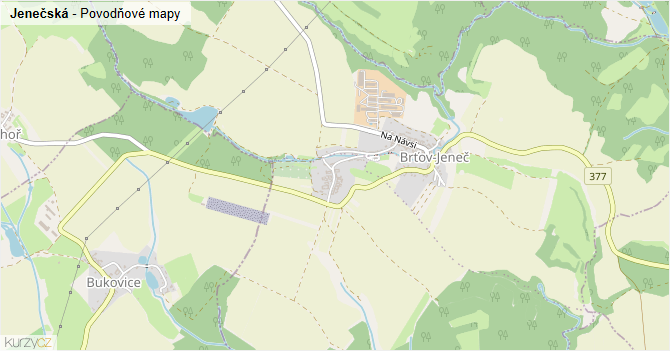 Jenečská - záplavové mapy stoleté vody