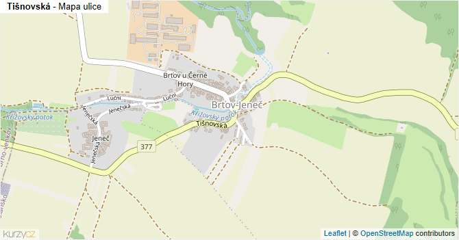 Tišnovská - mapa ulice