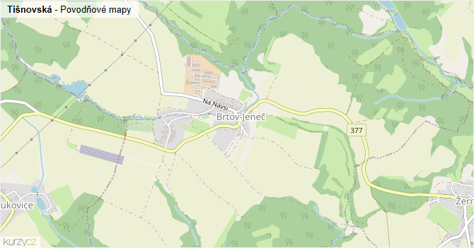 Tišnovská - záplavové mapy stoleté vody