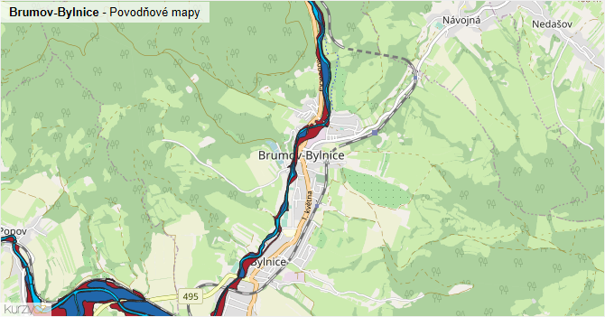 Brumov-Bylnice - záplavové mapy stoleté vody