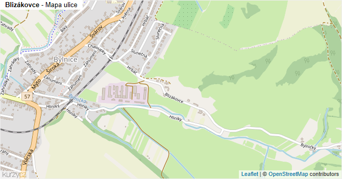 Blizákovce - mapa ulice