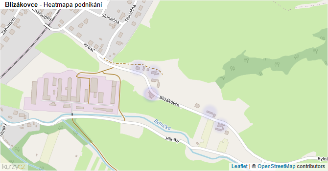 Blizákovce - mapa podnikání