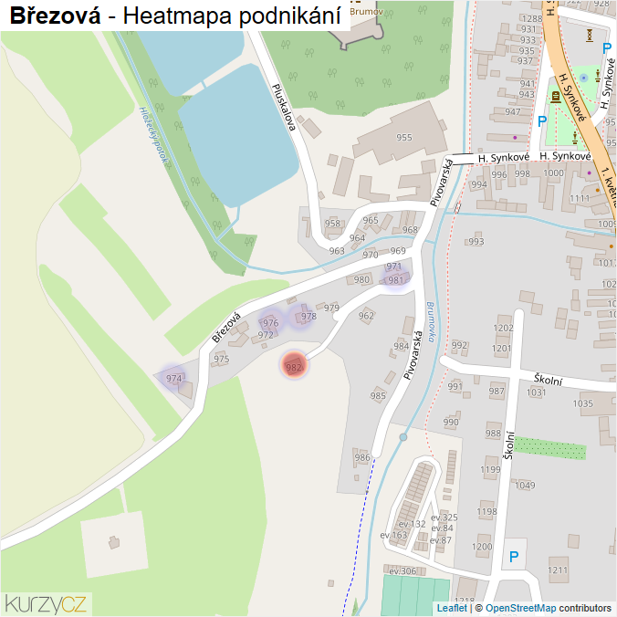 Mapa Březová - Firmy v ulici.