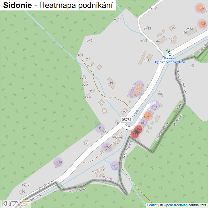 Mapa Sidonie - Firmy v části obce.