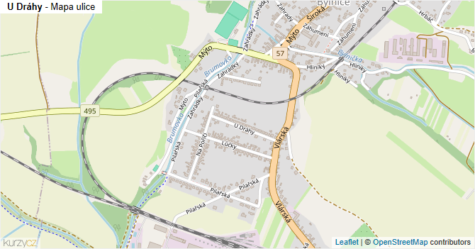 U Dráhy - mapa ulice