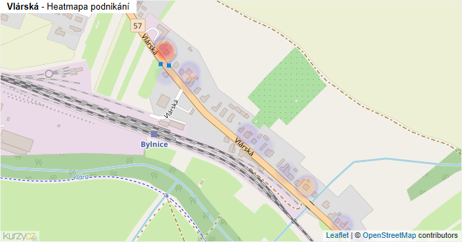 Vlárská - mapa podnikání