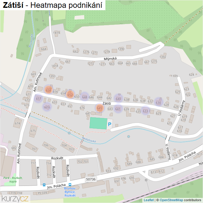 Mapa Zátiší - Firmy v ulici.