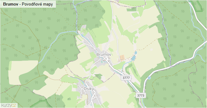 Brumov - záplavové mapy stoleté vody