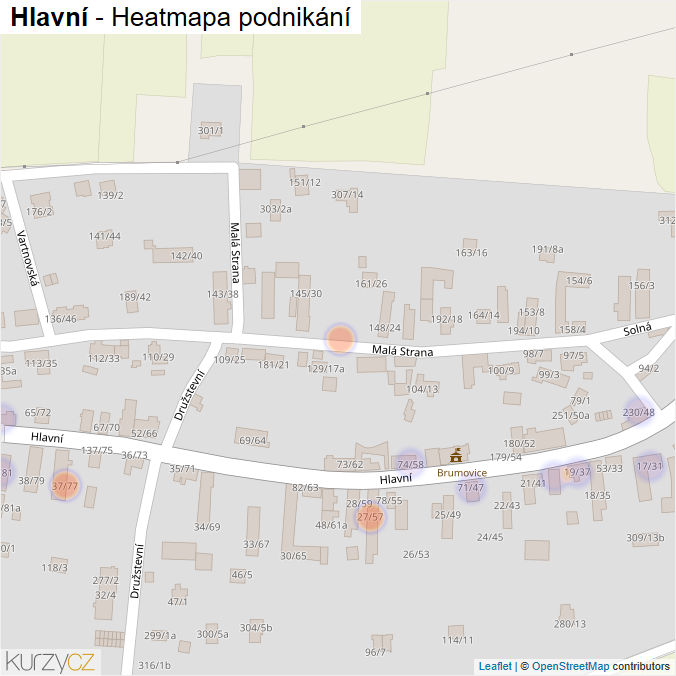 Mapa Hlavní - Firmy v ulici.
