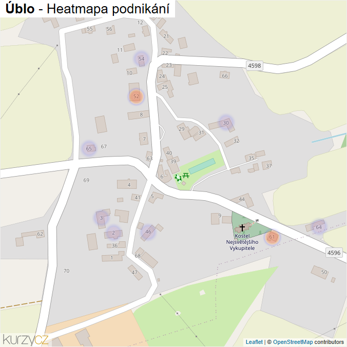 Mapa Úblo - Firmy v části obce.