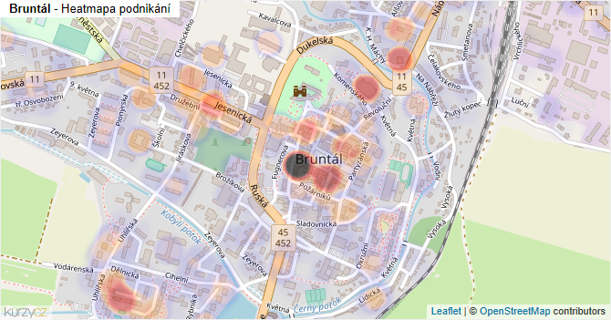 Bruntál - mapa podnikání