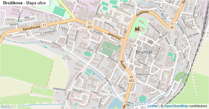 Brožíkova - mapa ulice