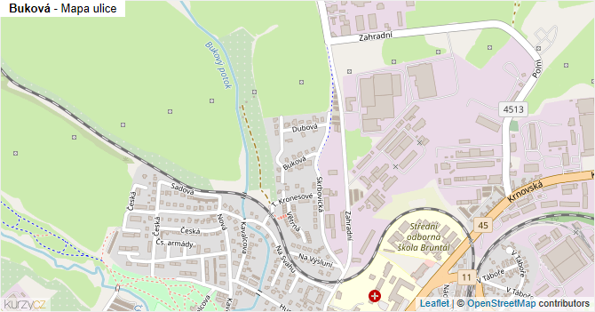 Buková - mapa ulice