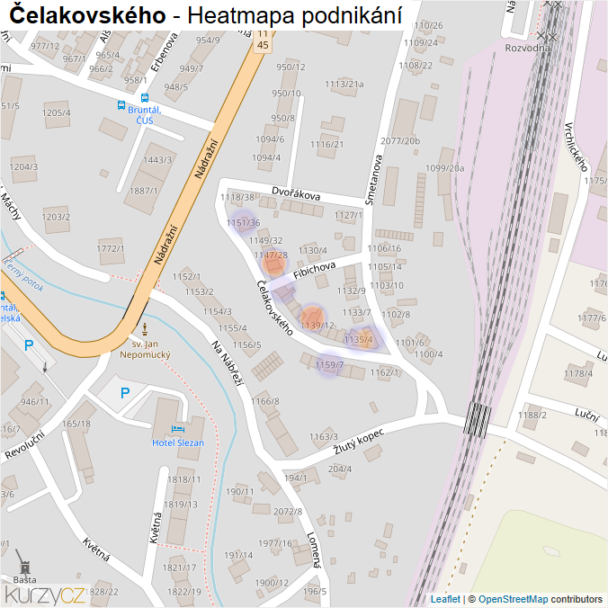 Mapa Čelakovského - Firmy v ulici.