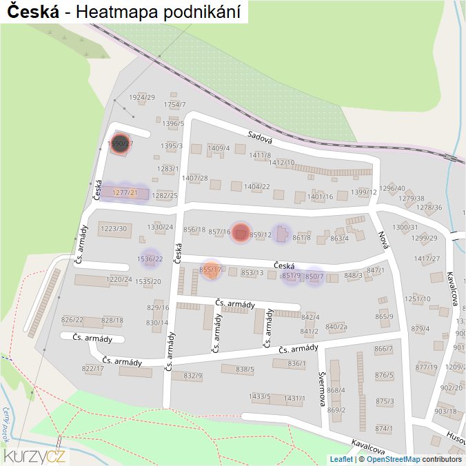 Mapa Česká - Firmy v ulici.