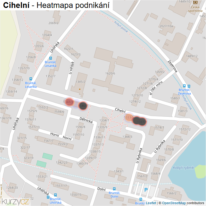 Mapa Cihelní - Firmy v ulici.