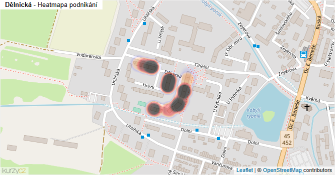 Dělnická - mapa podnikání