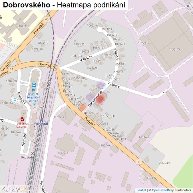 Mapa Dobrovského - Firmy v ulici.